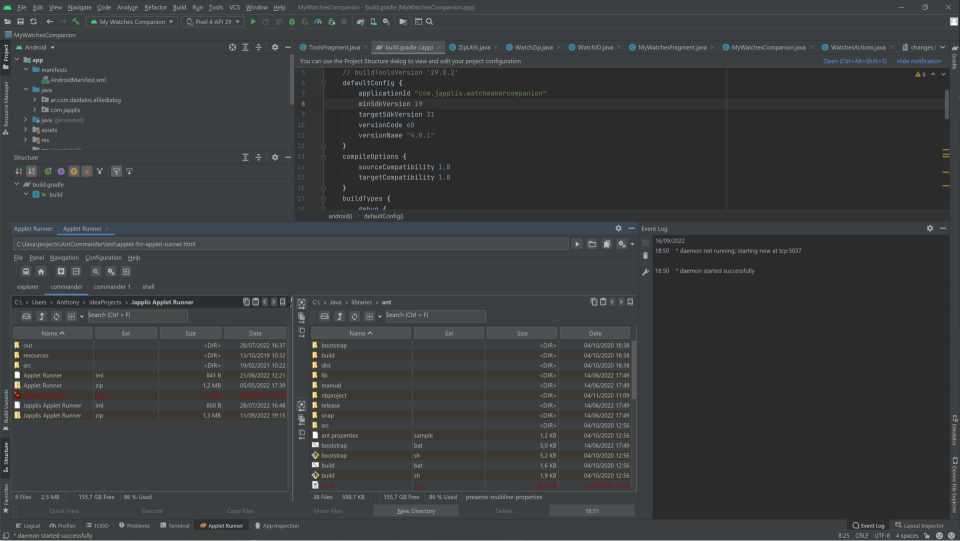 Ant Commander Pro file manager in Android Studio